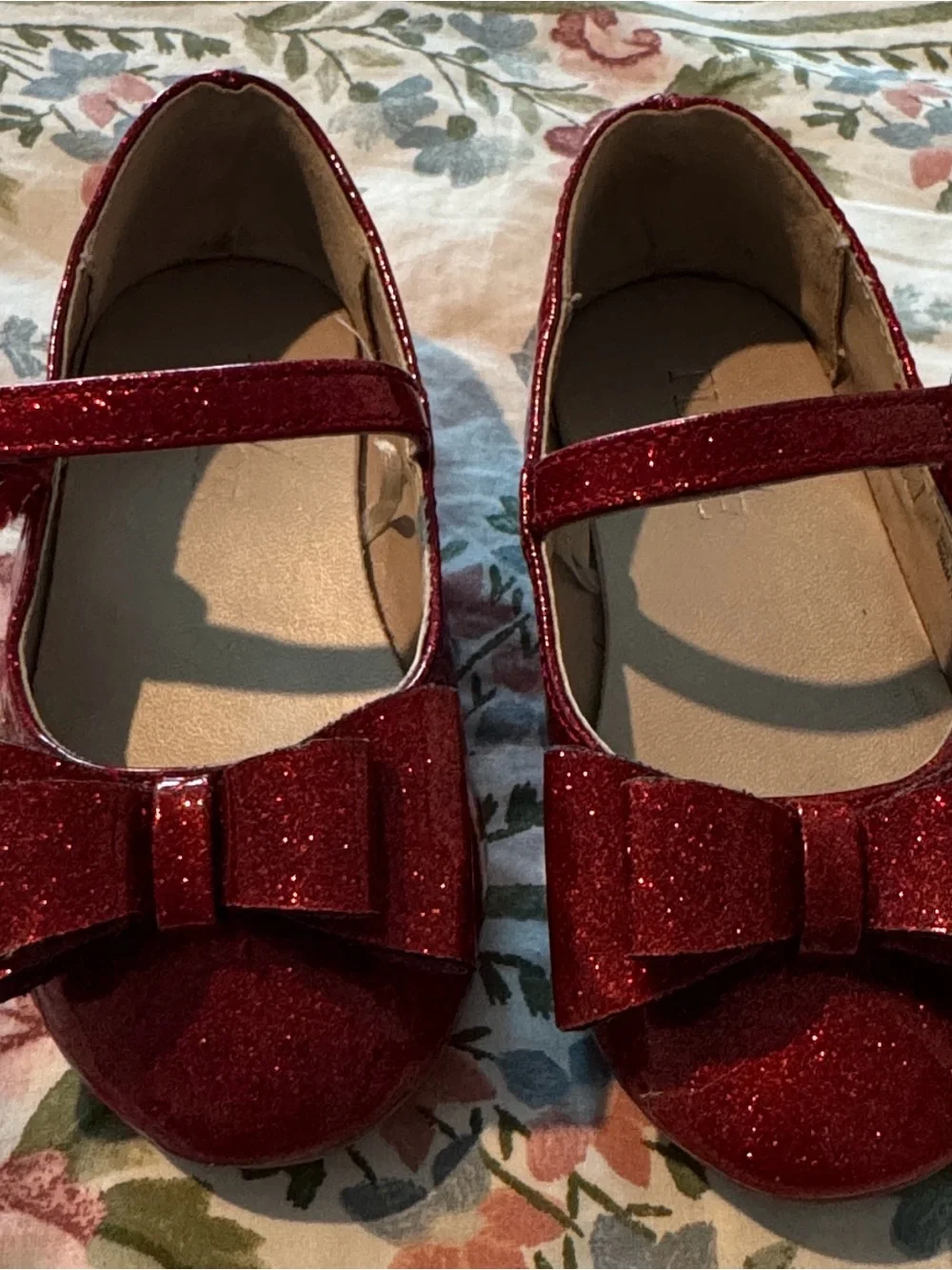 The Children's Place Red Glitter Bow Mary Jane Shoes